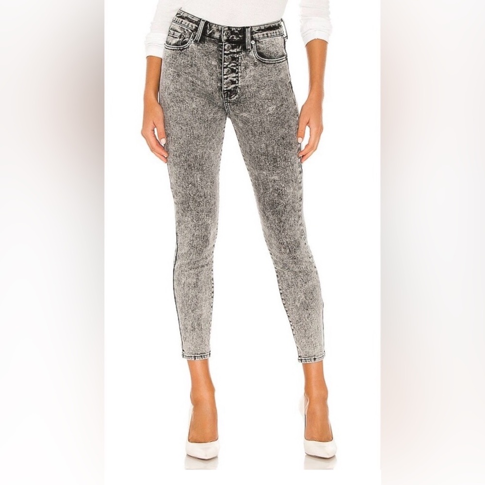 Pistola Aline High Waist Button Fly Skinny Jeans Size 25 Acid Wash in Dark Cloud